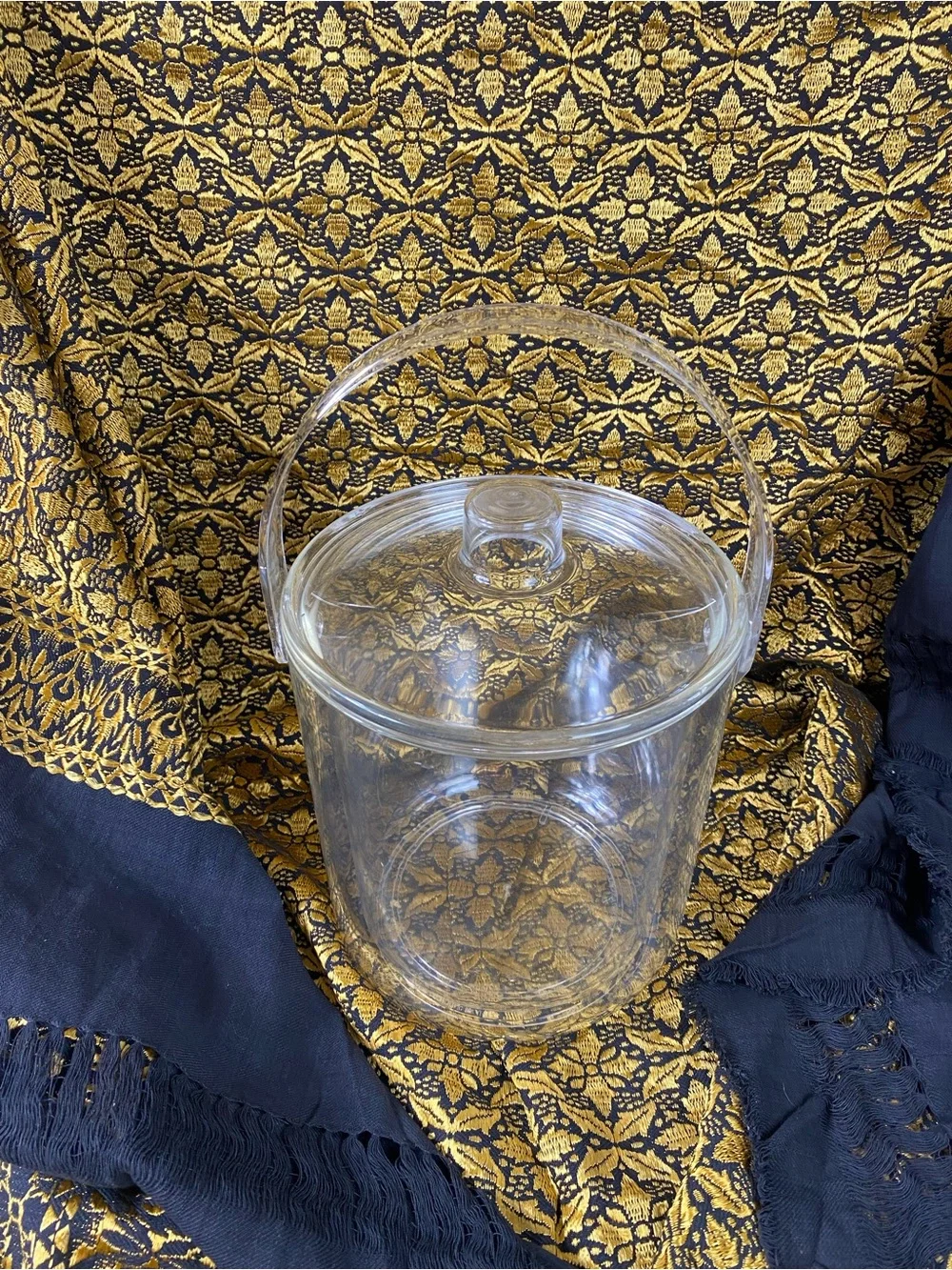 Acrylic Clear Ice Bucket with lid Vintage 1986 double walled Barware party